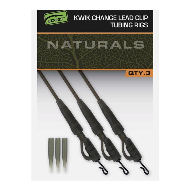 FOX Rage Edges Naturals Kwik Change Lead Clip Tubing rigs x 3