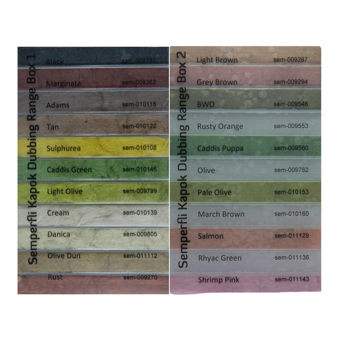 Semperfli Kapok Dubbing Dispenser Dry Fly Selection