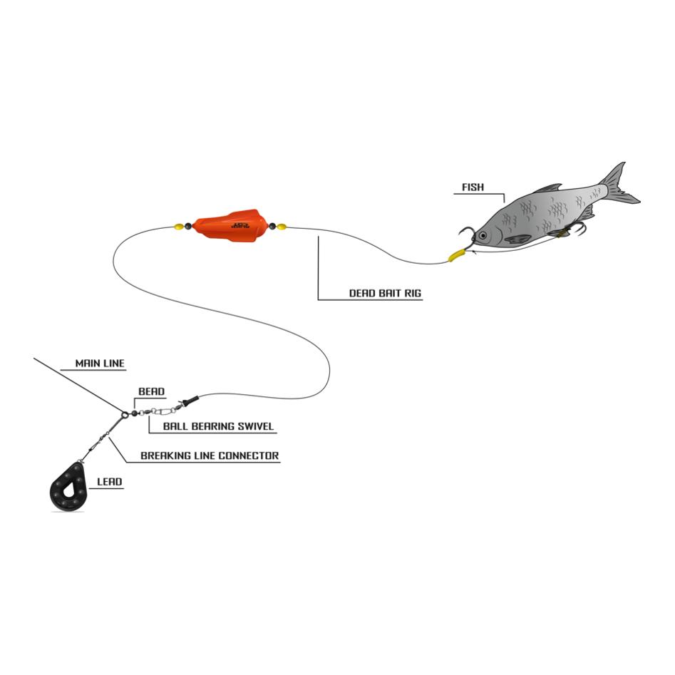 Dead Bait Rig 2,00 m – Wels Fertigvorfach mit U-Float (#8/0 / #4/0) - Produktbild 3