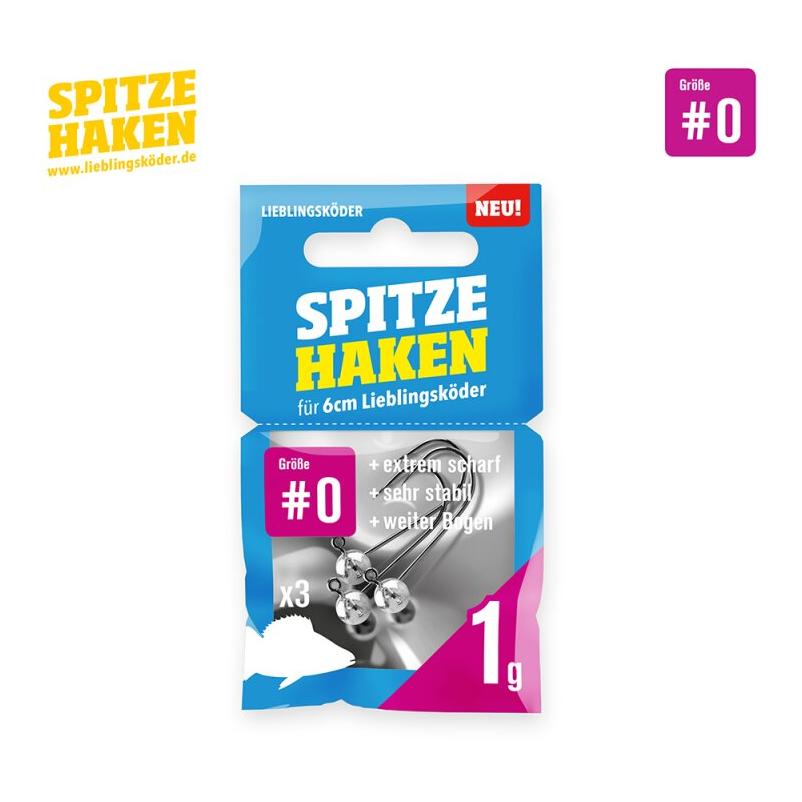 Spitze Haken Gr.0 3Stk. - Jigkopf