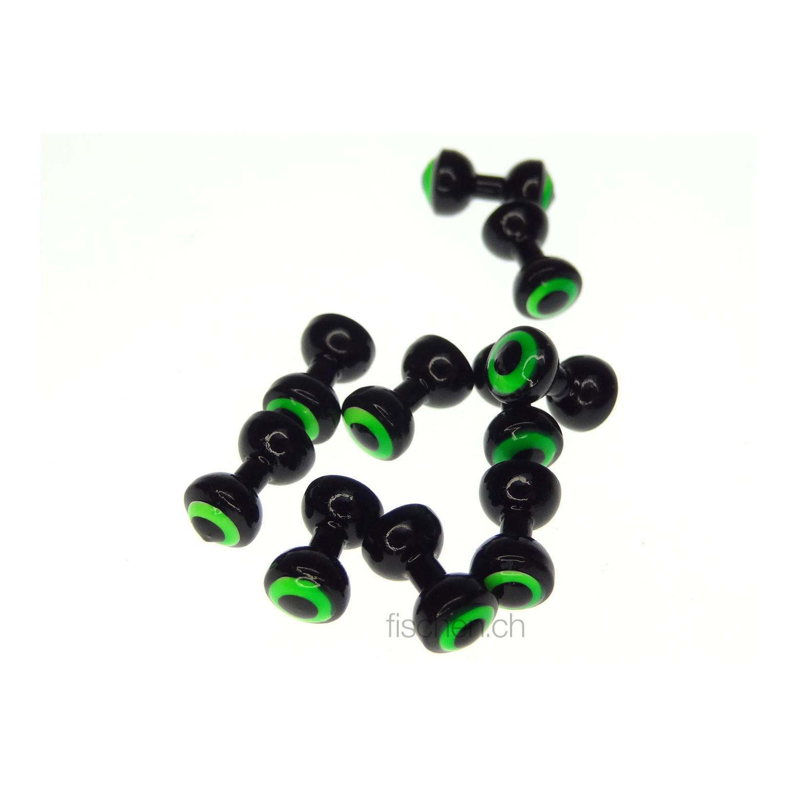 Double Pupil Brass Eyes - Black / Fl. Chartreuse Black Pupil - Augen