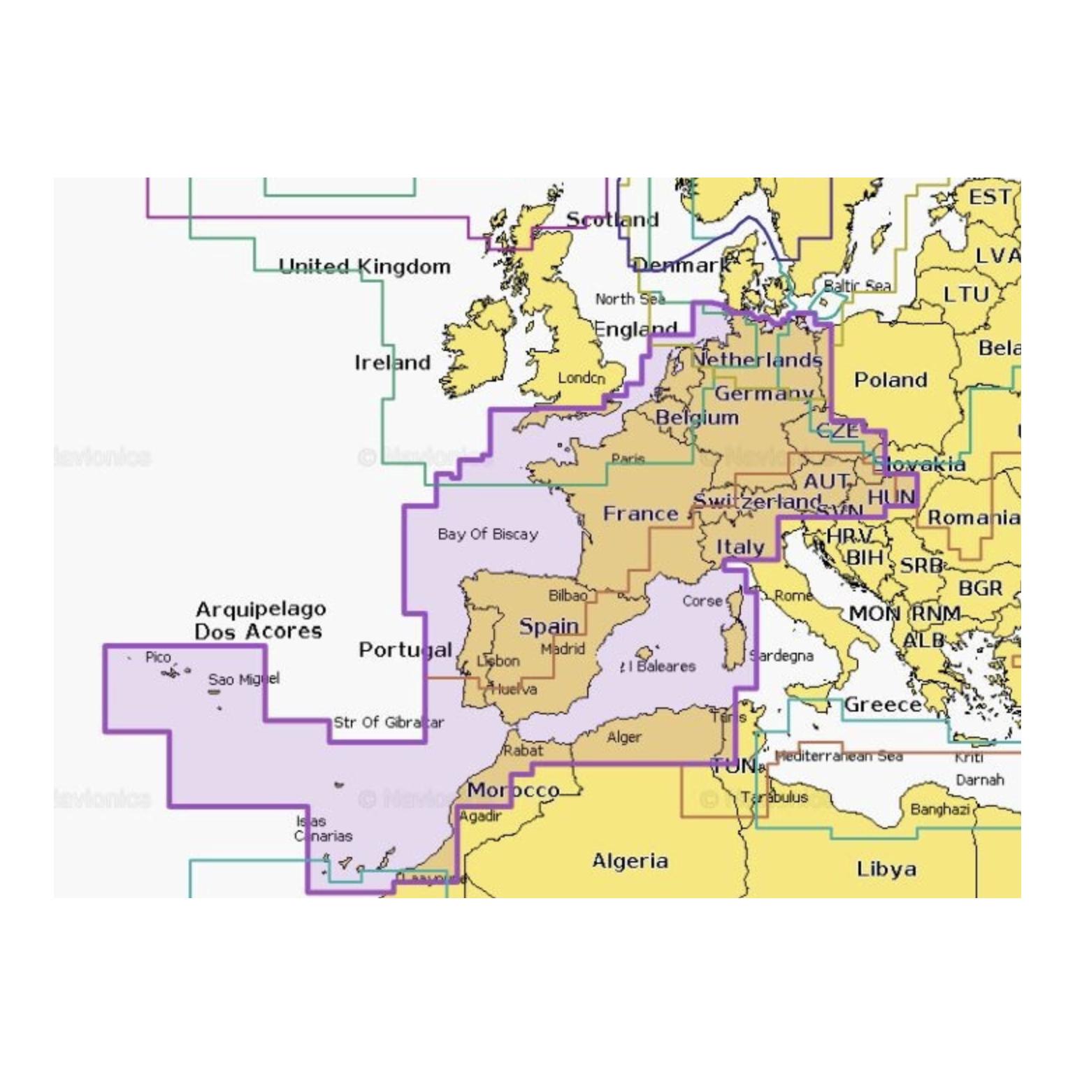 Navionics Platinum+ Europe, Centra & West - Seekarte