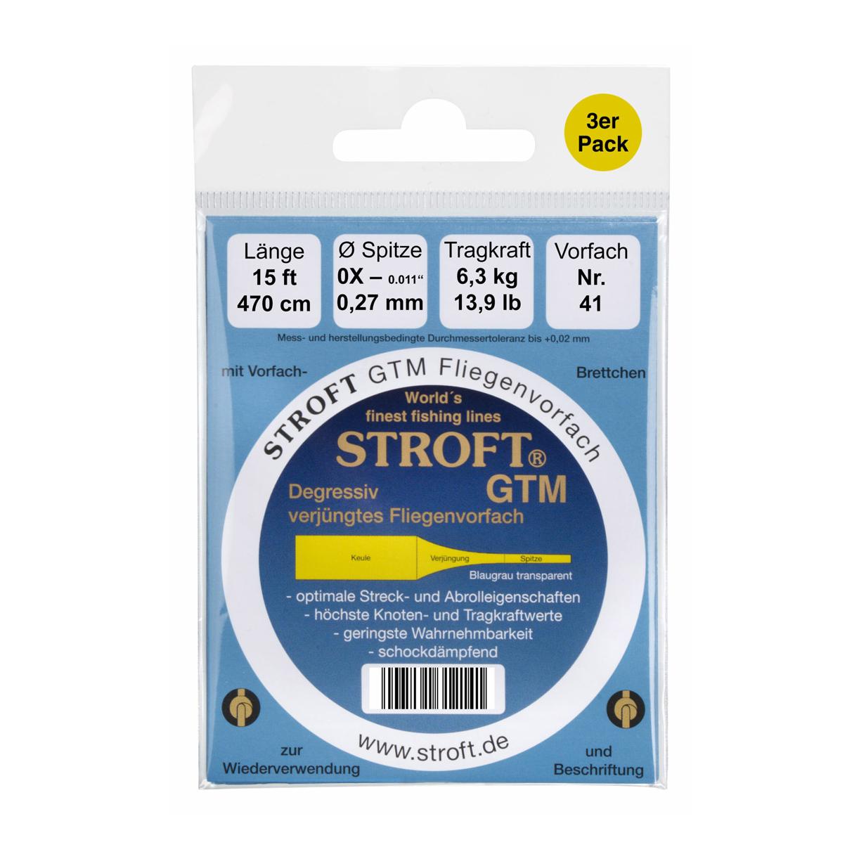 GTM 15ft Tapered Leader 3er Pack - Fliegenvorfach - Produktbild 1