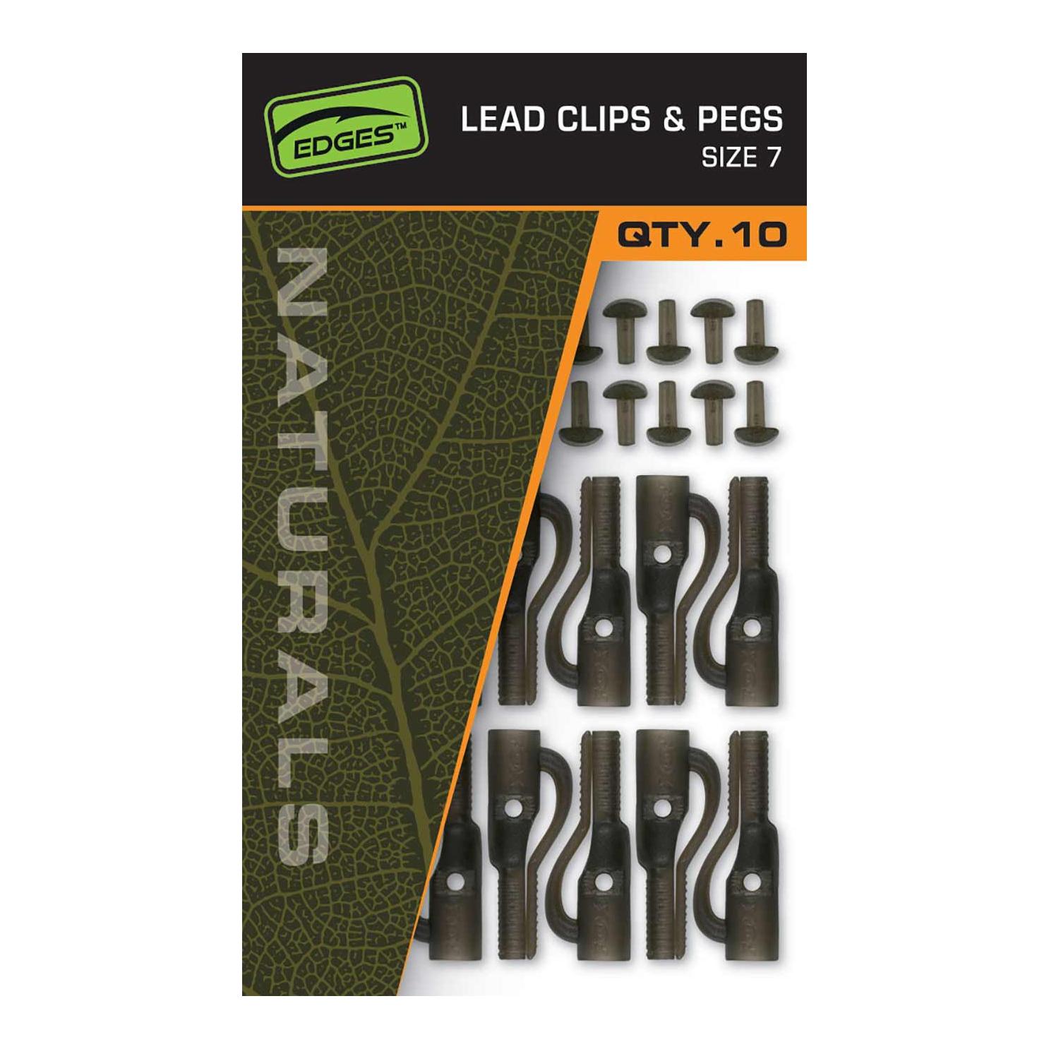 FOX Rage Edges Naturals Size 7 lead clip + pegs x 10