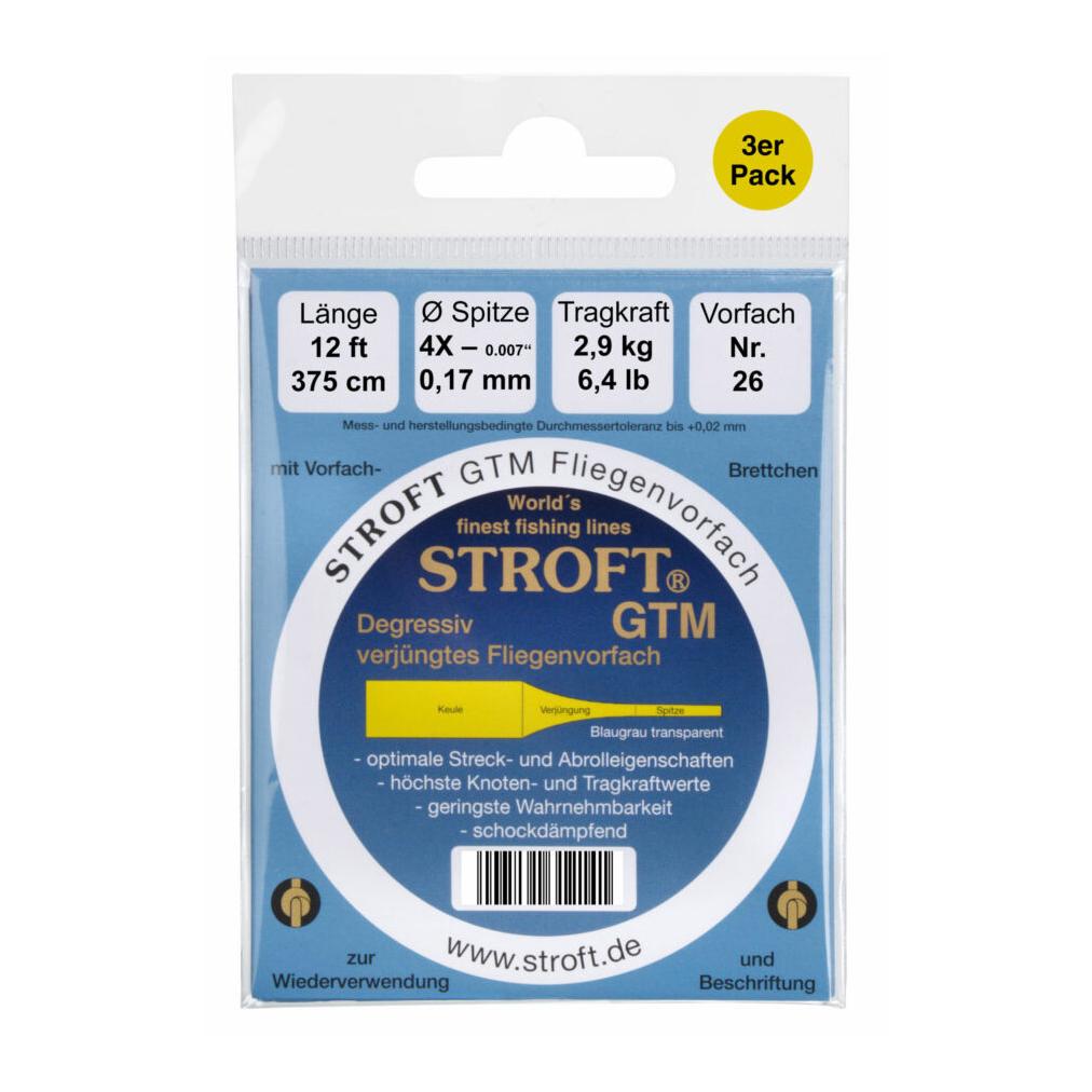 Stroft GTM 12ft Tapered Leader Pack de 3 - Bas de ligne à mouche