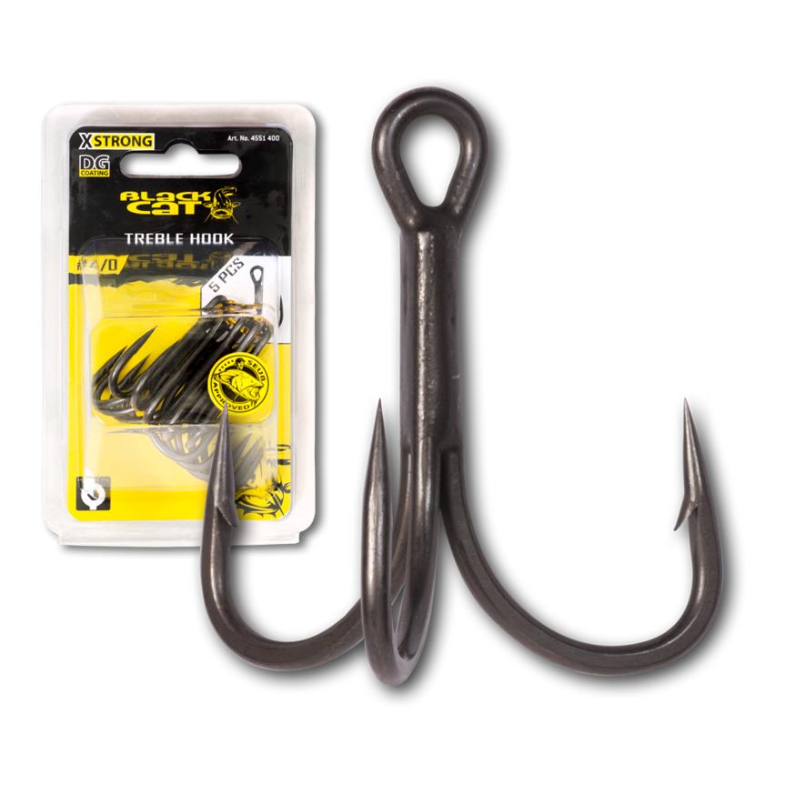 Black Cat Treble Hook DG coating 5 pcs - Drillinghaken für Welsangeln