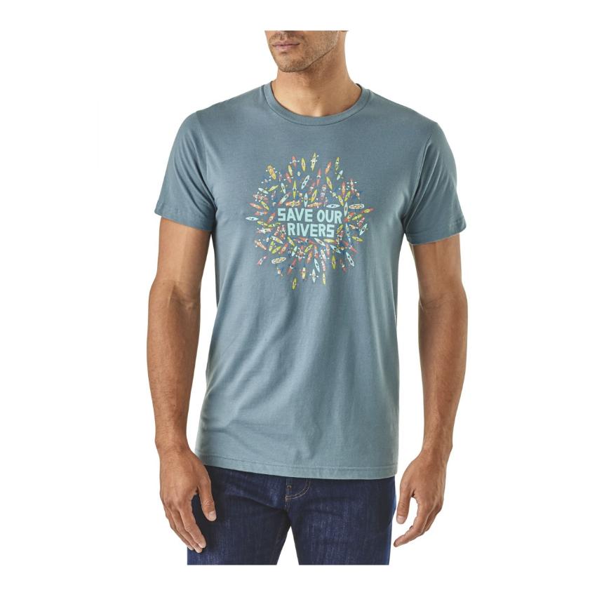 Patagonia Men's Save Our Rivers Feather Grey Organic T-Shirt - T-Shirt