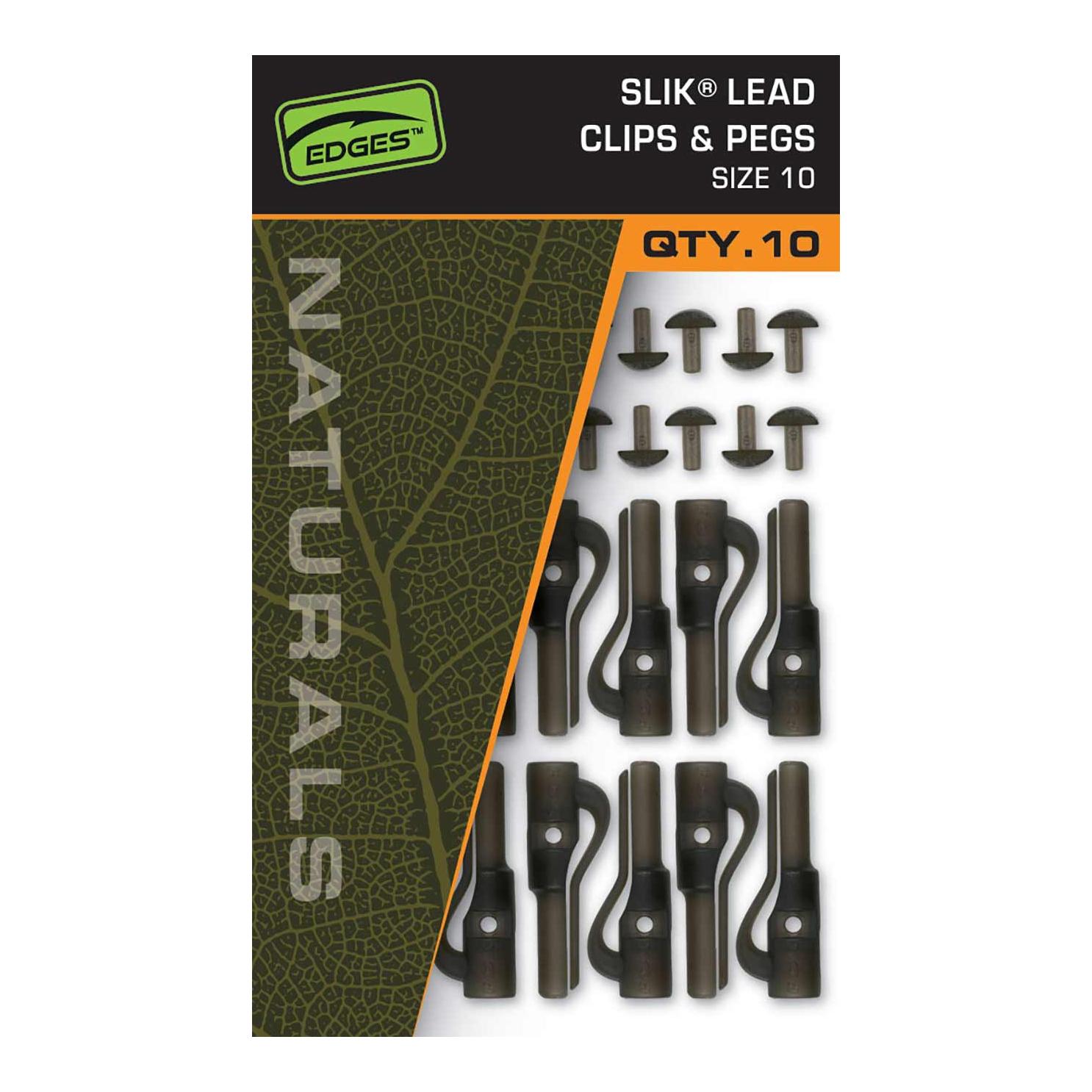 FOX Rage Edges Naturals Size 10 Slik lead clip + pegs x 10