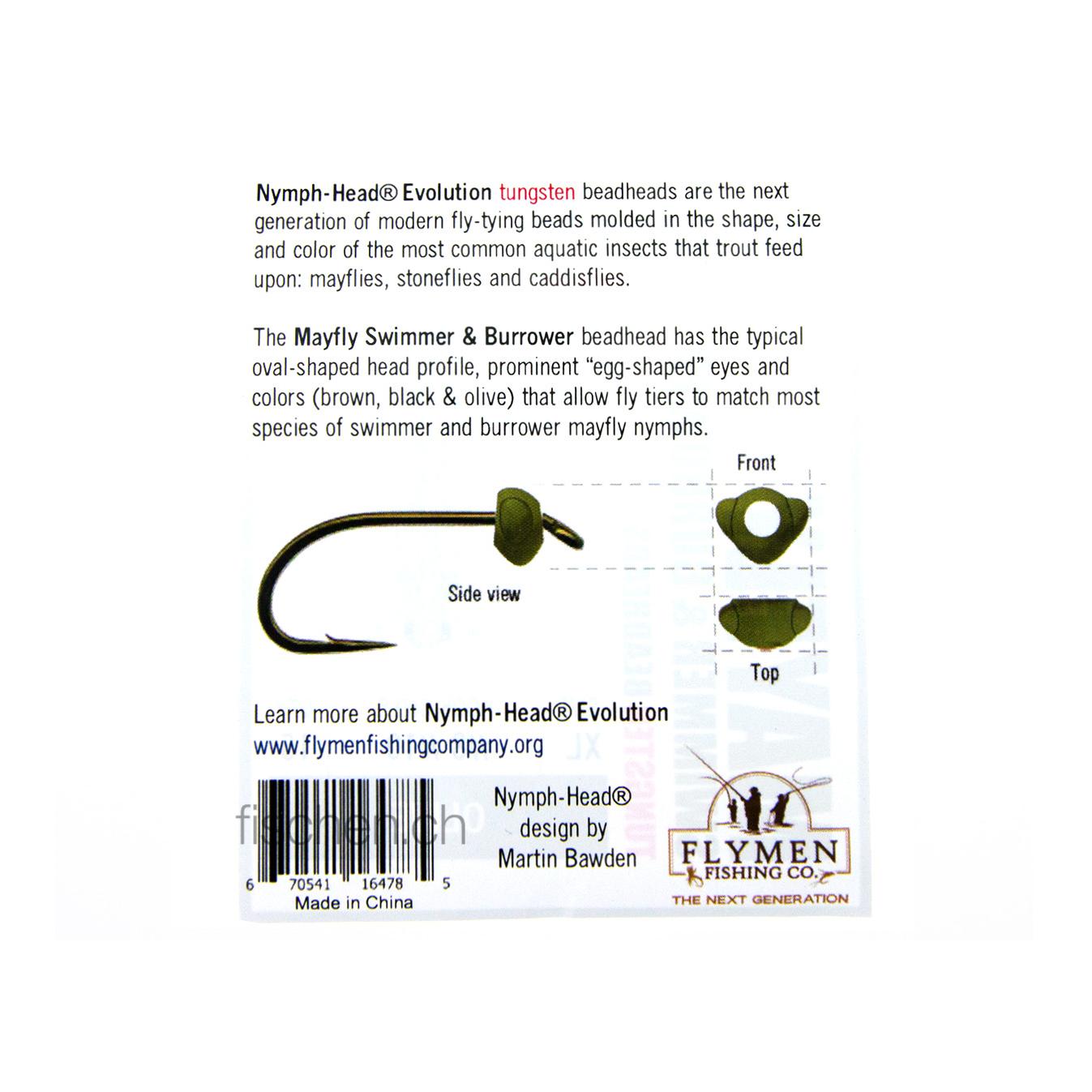 Nymph Head Mayfly Swimmer & Burrower - Olive - Tête tungstène - Image du produit 2